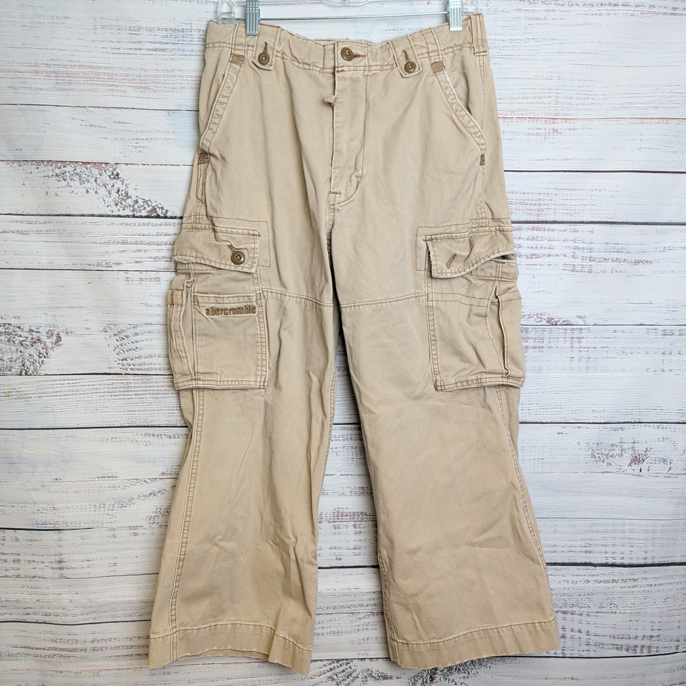 Vintage Abercrombie Pants Kids Size 14 Beige A 92 Paratrooper Cargo Military Y2K